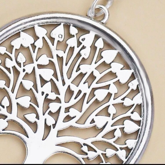 Hollow Out Tree of Life Round Charm Keychain Silver Plated Keyring Gift Bohemian - Picture 4 of 6